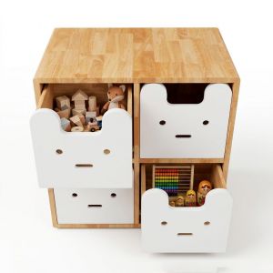 Tủ trẻ em 4 ngăn 60x40x60cm gỗ cao su TREM002