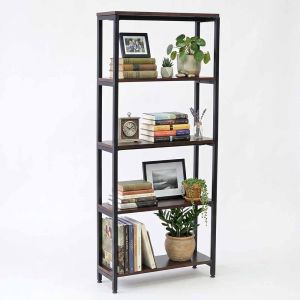 Kệ trang trí phòng khách 70x25x160cm gỗ cao su khung sắt KTT68073