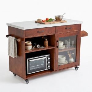 Bàn đảo bếp di động gỗ cao su KISL013