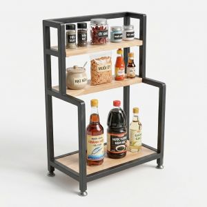 Kệ để gia vị 40x23x58cm gỗ cao su KDGV003