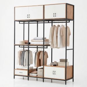 Kệ tủ treo quần áo 200x60x250cm gỗ cao su TQA68094