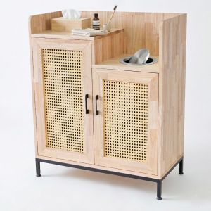 Tủ đựng thùng rác 80x40x95cm gỗ cao su TDR002