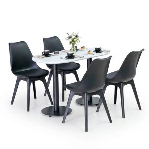 Combo bàn cafe Oval và 4 ghế Eames nhựa CBCF358