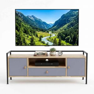 Kệ tivi hiện đại ALAN 140cm gỗ cao su khung sắt KTV68081