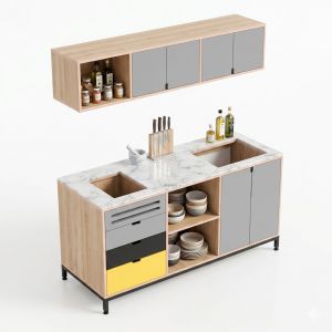 Bộ tủ bếp ngang 160cm gỗ plywood BTB68022
