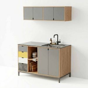 Bộ tủ bếp mini gỗ plywood mặt đá hoa cương BTB68021