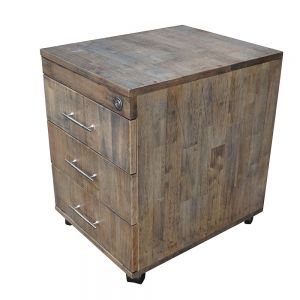 TCN68014 - Tủ hồ sơ cá nhân gỗ tự nhiên có 3 ngăn màu nâu lau - 50x40x50 (cm)