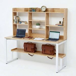 Bàn học liền kệ sách 160x60x155cm gỗ cao su FD68092
