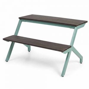 Ghế băng dài 120x80x75cm nhựa giả gỗ khung sắt GNT008