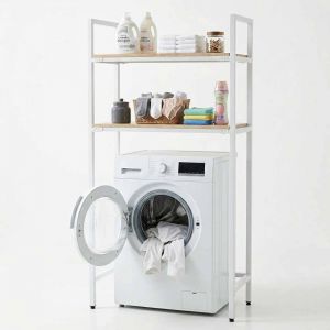 Kệ máy giặt 94x40x180cm gỗ cao su khung sắt KMG68035