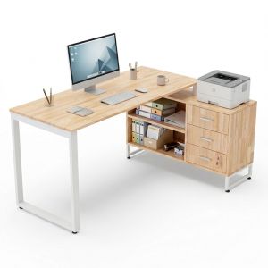 Bàn làm việc gác tủ 160x100cm gỗ cao su hệ Rectang HBRT142