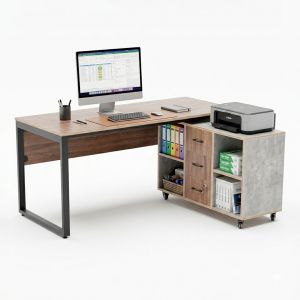 Bàn làm việc 160x70cm kèm tủ di động gỗ plywood HBRT141