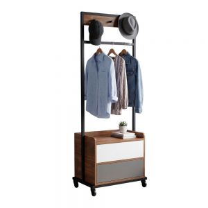 Tủ kệ quần áo di động gỗ cao su khung sắt - KQA68069