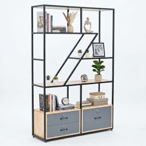 Kệ tủ trang trí 120x35x180cm gỗ cao su KTT68087