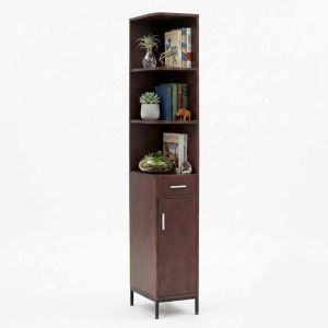 Tủ kệ góc tường 32x45x200cm gỗ cao su chân sắt KGT68061
