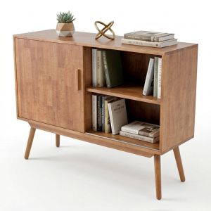 Tủ trang trí cửa lùa 120x40x85cm gỗ cao su KTB68280