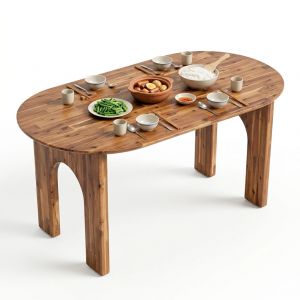 Bàn ăn Oval 160x80cm gỗ tràm BA68317