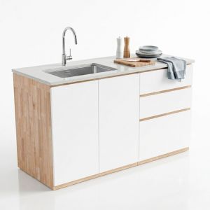 Module tủ bếp dưới để bếp 160x59x82cm gỗ cao su MTBD020