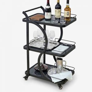 Xe đẩy rượu 3 tầng 40x54x85cm mặt đá SST034