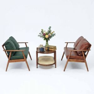 Combo bộ bàn ghế sofa chân gỗ cao su CBSF68077