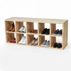 Kệ giày ô vuông 10 ngăn 110x30x45cm gỗ cao su KG68088
