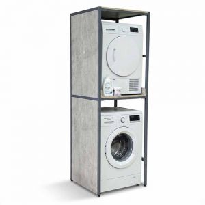 Kệ máy giặt máy sấy 72x69x214cm gỗ plywood chân sắt KMG68037