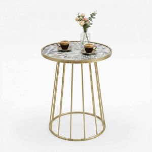 Bàn cafe mặt bàn gạch men chân sắt cổ lọ CFD68085