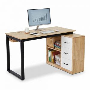Bàn làm việc gác tủ 120x60cm gỗ cao su hệ Rectang HBRT148