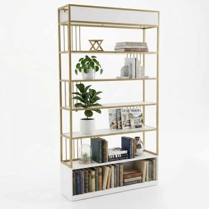 Kệ trưng bày 120x32x215cm gỗ cao su khung sắt sơn tĩnh điện KTB68284