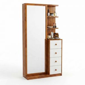 Tủ kệ lưu trữ đồ trang điểm 80x35x170cm gỗ cao su GNG016
