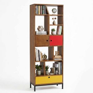 Kệ tủ trang trí 60x30x170cm gỗ Plywood Venner Brich chân sắt KTT68098