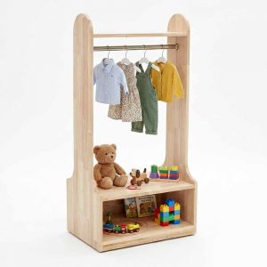Tủ kệ treo quần áo trẻ em 60x40x120cm gỗ cao su TREM015