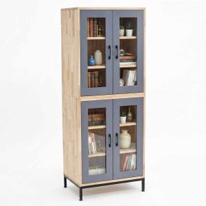 Tủ trang trí 60x40x150cm gỗ cao su chân sắt KTT68096
