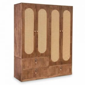 Tủ quần áo 160x55x200cm gỗ cao su TQA68108