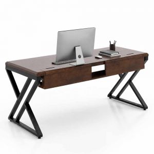 Bàn làm việc có hộp điện đôi 160x80cm  gỗ thông chân hệ XConcept HBXC075
