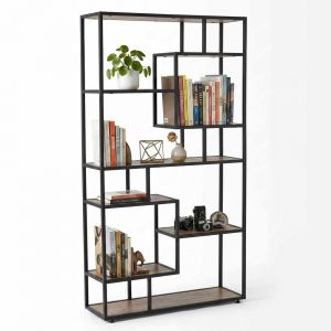 Kệ trang trí khung sắt gỗ plywood 100x30x180cm - KTT68102