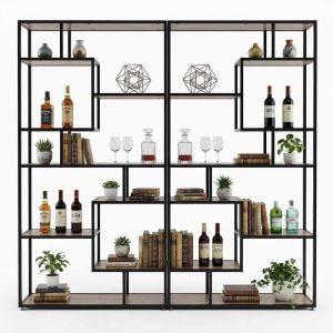 Kệ trang trí phòng khách đôi CENSOUR 200x30x200cm gỗ plywiood khung sắt KTT68108