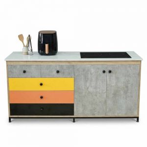 Module tủ bếp dưới 160x60cm gỗ plywood chân sắt MTBD022