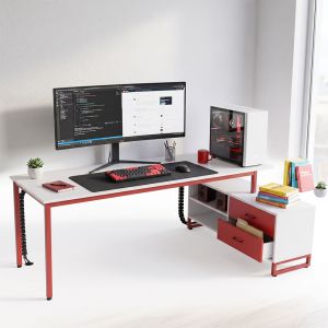Bàn làm việc gác tủ hệ OMA dài 190cm gỗ cao su  - HBOM018