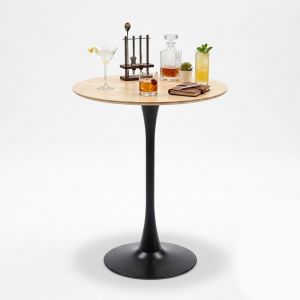 Bàn bar tròn đk 80cm gỗ cao su chân sắt BB048