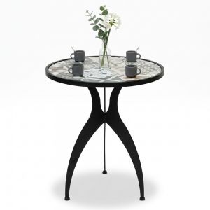 Bàn cafe tròn 60cm gạch men chân sắt nghệ thuật CFD68191