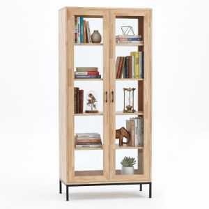 Tủ trang trí 80x35x195cm gỗ cao su chân sắt KTT68119