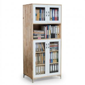 Tủ hồ sơ đứng 80x55x186cm gỗ cao su THS68098