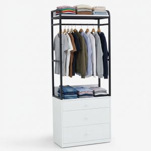 Kệ tủ quần áo có khóa thẻ từ 80x40x200cm gỗ cao su khung sắt TQA68112