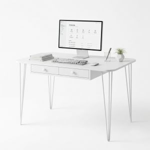 Bàn làm việc có ngăn kéo 115x50x75cm gỗ cao su chân Hairpin BD68202