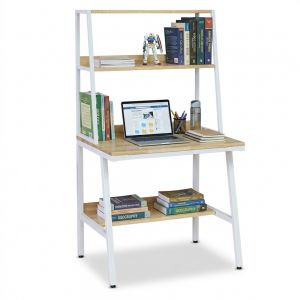 Bàn học kết hợp kệ sách 80x60x150cm gỗ cao su chân sắt FD68100