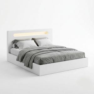 Giường ngủ gắn đèn LED 180x200x100cm gỗ cao su GN68083
