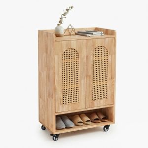 Tủ kệ giày dép di động 60x35x110cm gỗ cao su KG68140