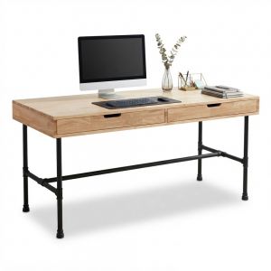 Bàn chân ống nước sắt RONEX2 140x60x75cm gỗ cao su BD68203