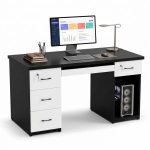 Bàn làm việc gác tủ 140x80x75cm gỗ cao su BD68204